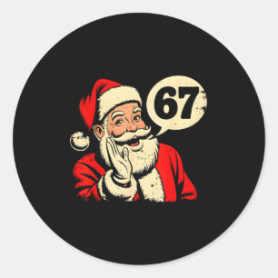67 Christmas Funny Six Seven Meme Brainrot Santa C Classic Round Sticker