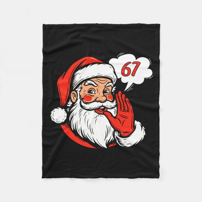 67 Christmas Funny Six Seven Meme Brainrot Santa C Fleece Blanket (Front)