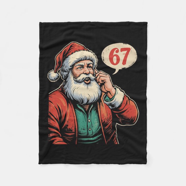 67 Christmas Funny Six Seven Meme Brainrot Santa C Fleece Blanket (Front)