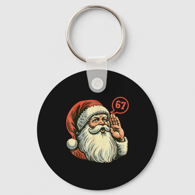 67 Christmas Funny Six Seven Meme Brainrot Santa C Key Ring (Front)