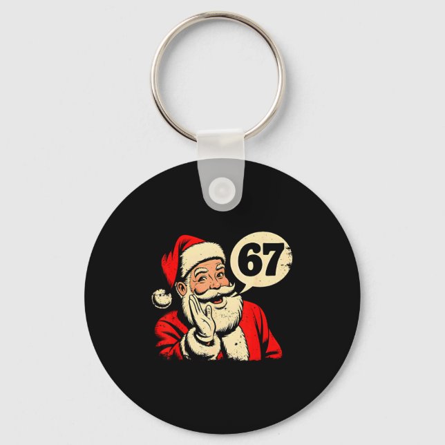 67 Christmas Funny Six Seven Meme Brainrot Santa C Key Ring (Front)