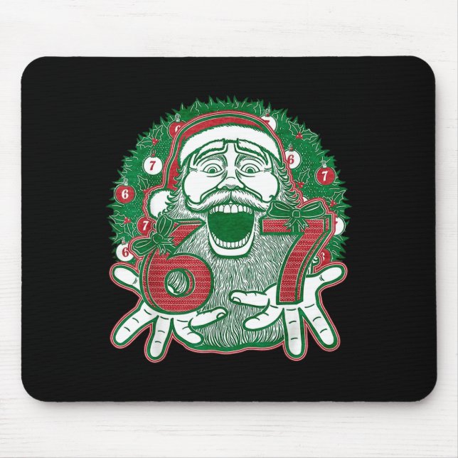 67 Christmas Funny Six Seven Meme Brainrot Santa C Mouse Mat (Front)