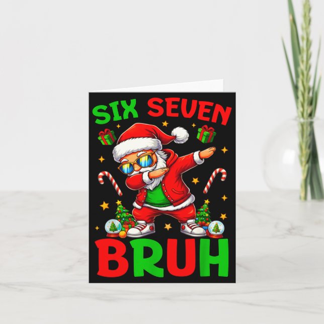 67 Christmas Funny Six Seven Meme Brainrot Santa K Card (Front)