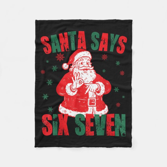 67 Christmas Funny Six Seven Meme Brainrot Santa K Fleece Blanket (Front)