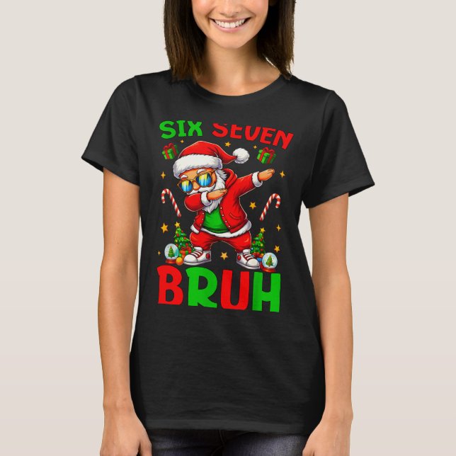 67 Christmas Funny Six Seven Meme Brainrot Santa K T-Shirt (Front)
