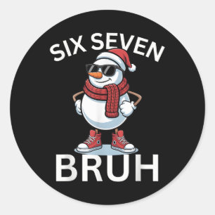 67 Christmas Funny Six Seven Meme Brainrot Snowman Classic Round Sticker