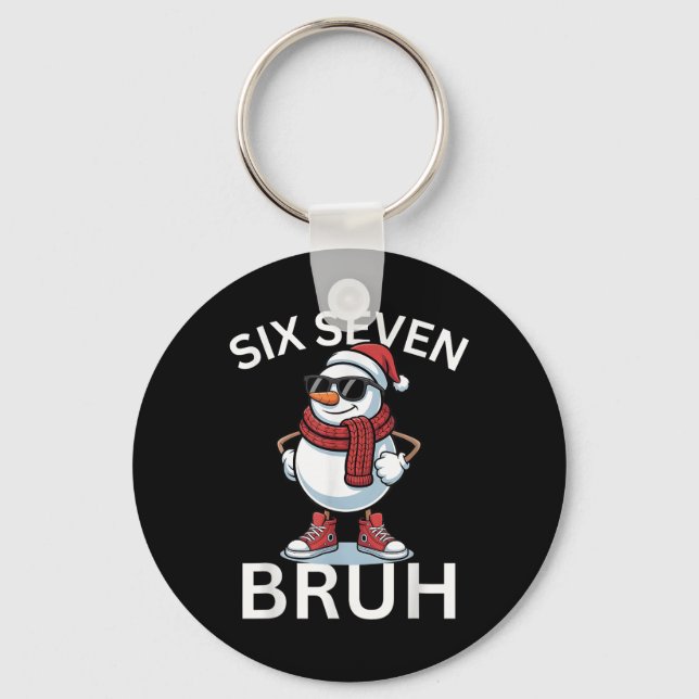 67 Christmas Funny Six Seven Meme Brainrot Snowman Key Ring (Front)