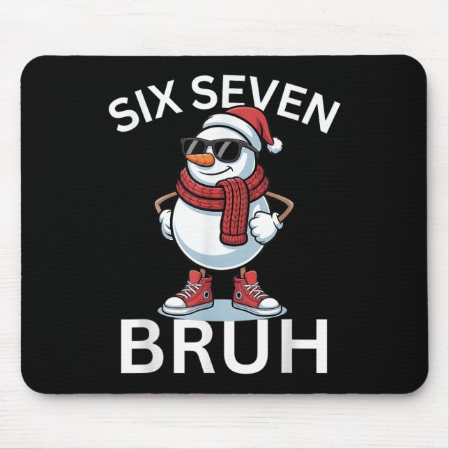 67 Christmas Funny Six Seven Meme Brainrot Snowman Mouse Mat (Front)