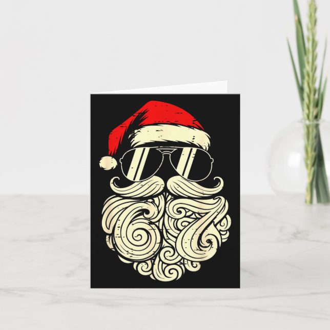 67 Christmas Funny Six Seven Meme Santa Face Shirt Card (Front)