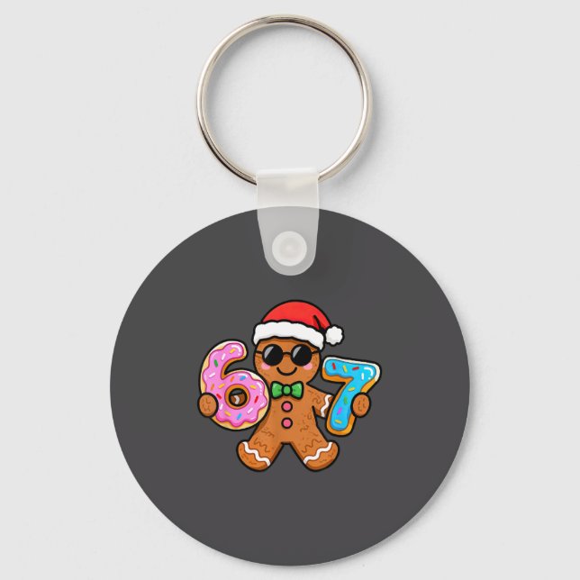 67 Christmas Gingerbread Six Seven Meme Gen Alpha  Key Ring (Front)