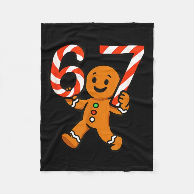 67 Christmas Gingerbreadman Candy Cane 6 7 Meme Xm Fleece Blanket (Front)