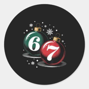 67 Christmas Kids Boys Girls Meme Xmas Funny Slang Classic Round Sticker