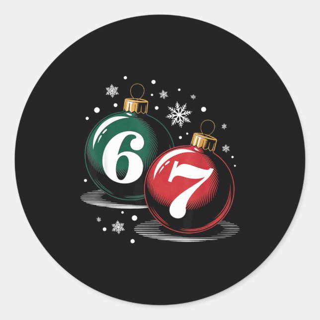 67 Christmas Kids Boys Girls Meme Xmas Funny Slang Classic Round Sticker (Front)