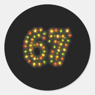 67 Christmas Lights 6 7 Meme Gen Alpha Slang  Classic Round Sticker