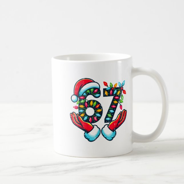 67 Christmas Lights Funny Christmas 6 7 Meme Xmas  Coffee Mug (Right)