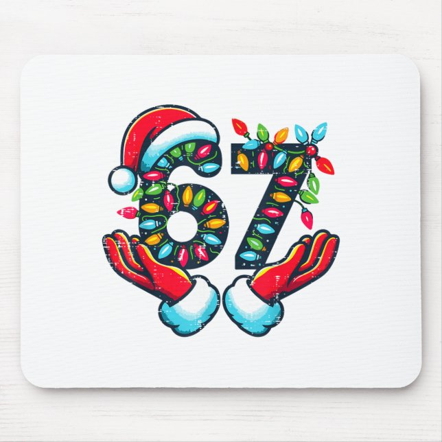 67 Christmas Lights Funny Christmas 6 7 Meme Xmas  Mouse Mat (Front)