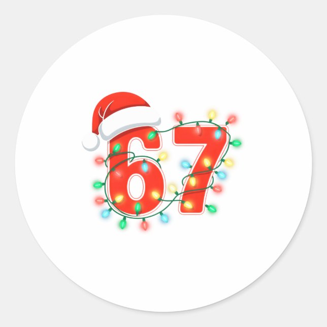 67 Christmas Lights Meme Saying 6 7 Costume Xmas L Classic Round Sticker (Front)