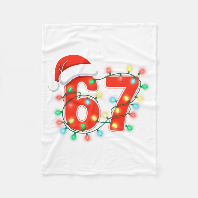 67 Christmas Lights Meme Saying 6 7 Costume Xmas L Fleece Blanket (Front)