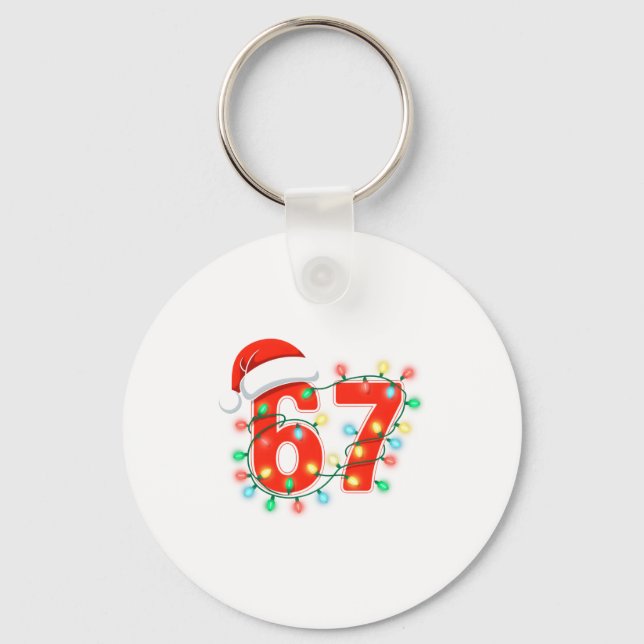 67 Christmas Lights Meme Saying 6 7 Costume Xmas L Key Ring (Front)