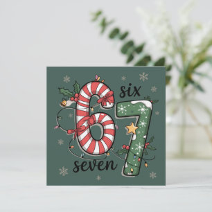67 Christmas Lights Six Seven Holiday Funny Meme Card