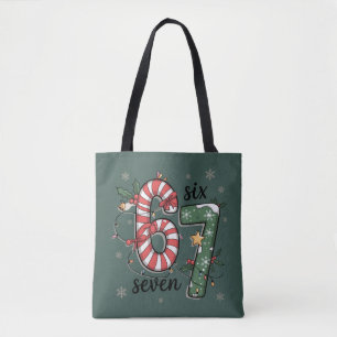 67 Christmas Lights Six Seven Holiday Funny Meme Tote Bag