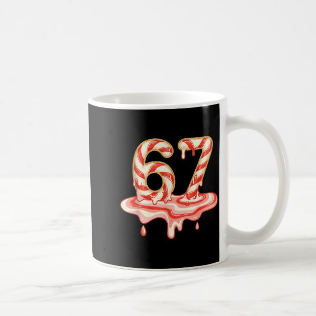 67 Christmas Melting Candy Cane Six Seven For Girl Coffee Mug (Right)