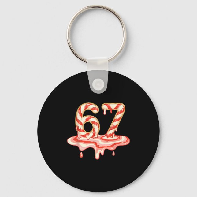 67 Christmas Melting Candy Cane Six Seven For Girl Key Ring (Front)