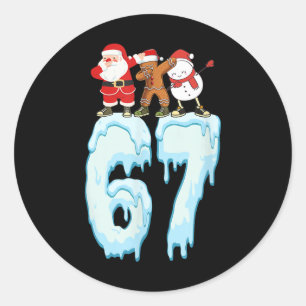 67 Christmas Meme 6 7 Numbers Six Seven Funny Kids Classic Round Sticker
