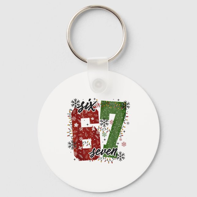 67 Christmas Meme 6 7 Numbers Six Seven Funny Kids Key Ring (Front)
