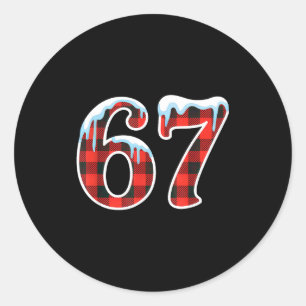 67 Christmas Meme Funny Six Seven Slang Classic Round Sticker