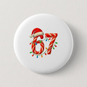 67 Christmas Meme Funny Six Seven Xmas Lights Cand 6 Cm Round Badge