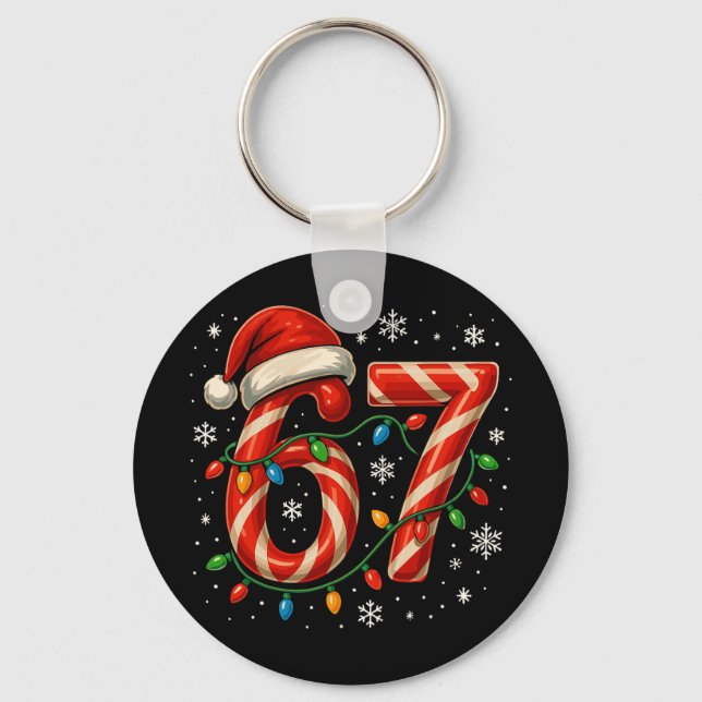 67 Christmas Meme Funny Six Seven Xmas Lights Cand Key Ring (Front)