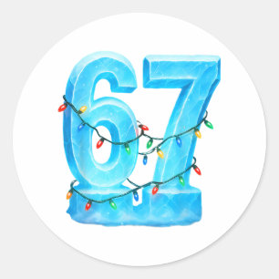 67 Christmas Meme Ice Holiday Pajama 6 7  Classic Round Sticker