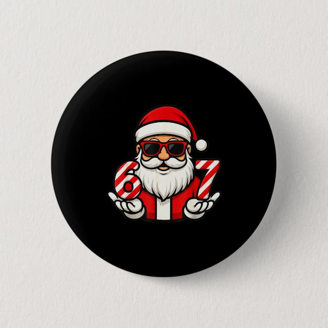 67 Christmas Meme Six Funny Santa  6 Cm Round Badge (Front)