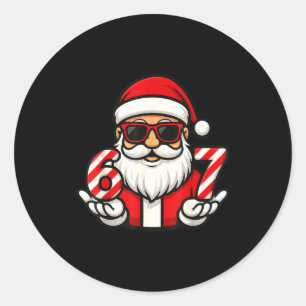 67 Christmas Meme Six Funny Santa  Classic Round Sticker