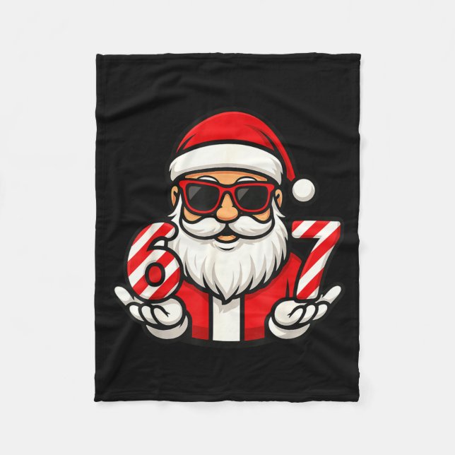 67 Christmas Meme Six Funny Santa  Fleece Blanket (Front)