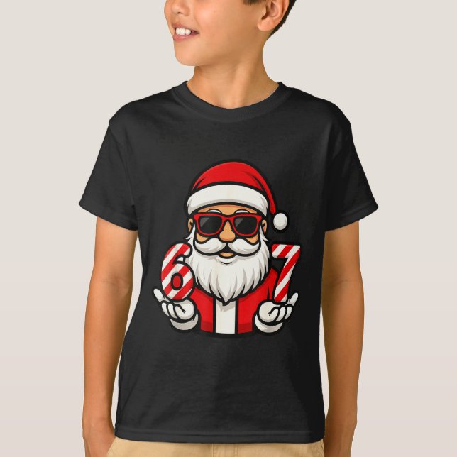 67 Christmas Meme Six Funny Santa  T-Shirt (Front)