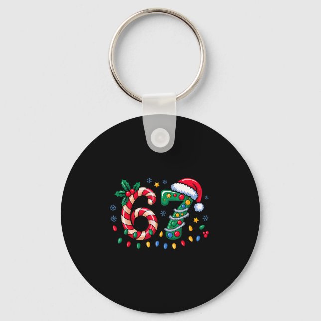67 Christmas Meme Six Seven Xmas Funny Boys Girls  Key Ring (Front)