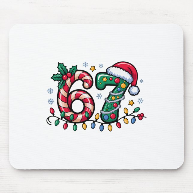 67 Christmas Meme Six Seven Xmas Funny Boys Girls  Mouse Mat (Front)
