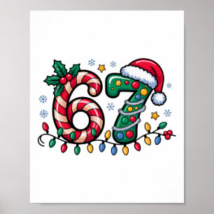 67 Christmas Meme Six Seven Xmas Funny Boys Girls  Poster