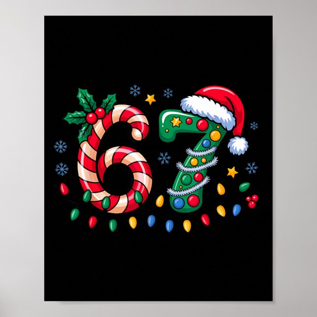 67 Christmas Meme Six Seven Xmas Funny Boys Girls  Poster (Front)