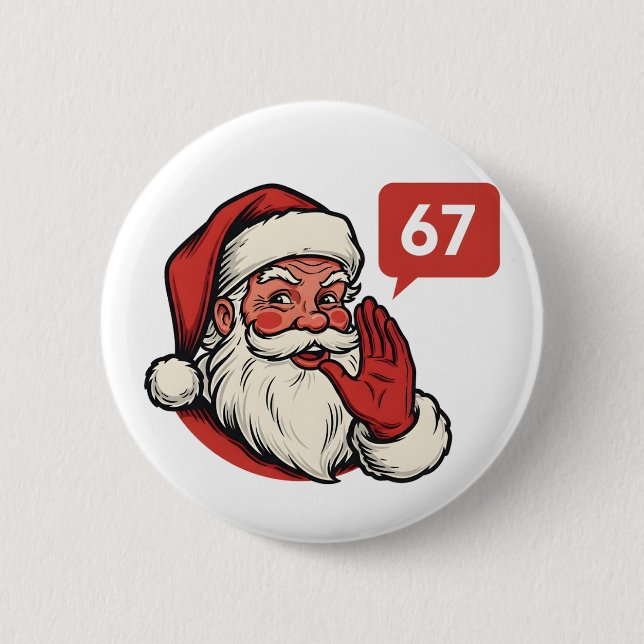67 Christmas Merry Six Seven Brainrot Santa Claus 6 Cm Round Badge (Front)