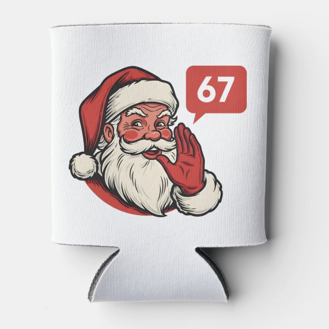 67 Christmas Merry Six Seven Brainrot Santa Claus Can Cooler (Front)
