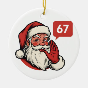 67 Christmas Merry Six Seven Brainrot Santa Claus Ceramic Tree Decoration