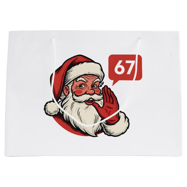 67 Christmas Merry Six Seven Brainrot Santa Claus Large Gift Bag (Front)