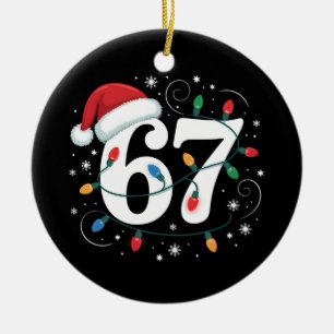 67 Christmas Number Sixty Seven Xmas Santa Kids Ceramic Tree Decoration