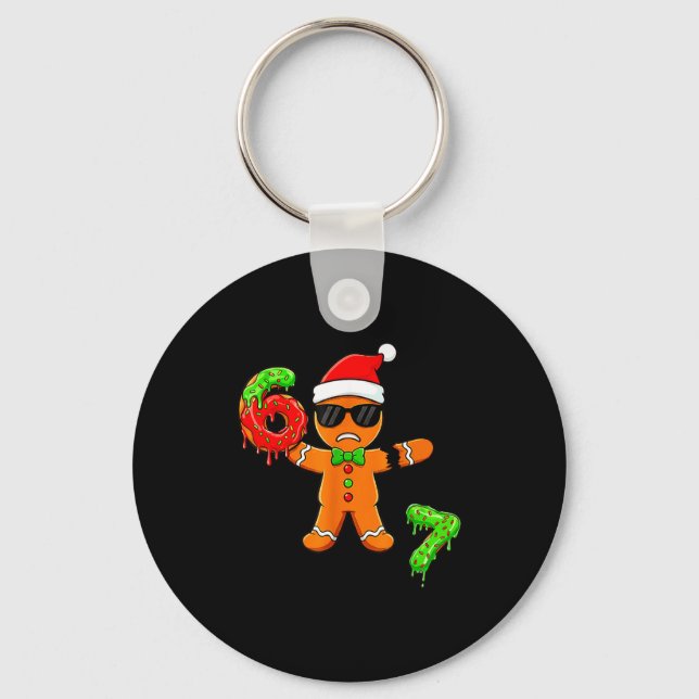 67 Christmas Oh Snap Gingerbreadman 6 7 Meme Xmas  Key Ring (Front)