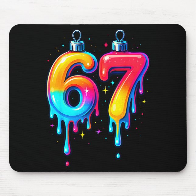 67 Christmas Ornament Meme Ice Drip Holiday Pajama Mouse Mat (Front)