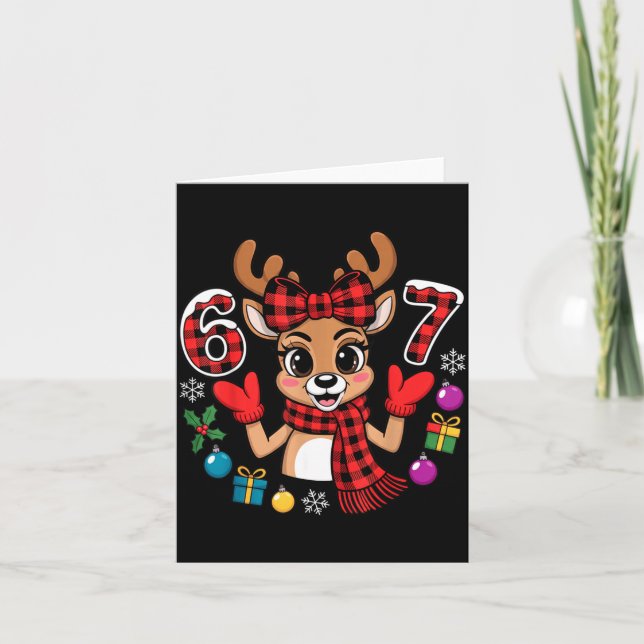 67 Christmas Outfit Women Meme Reindeer Six Seven  Card (Front)