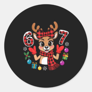 67 Christmas Outfit Women Meme Reindeer Six Seven  Classic Round Sticker